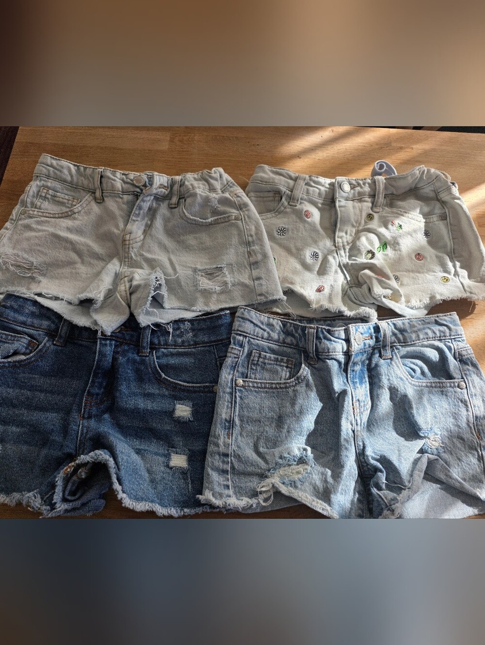 Art Class Girls' Denim Jean Shorts - Light Blue, Dark Blue, Cream EUC
